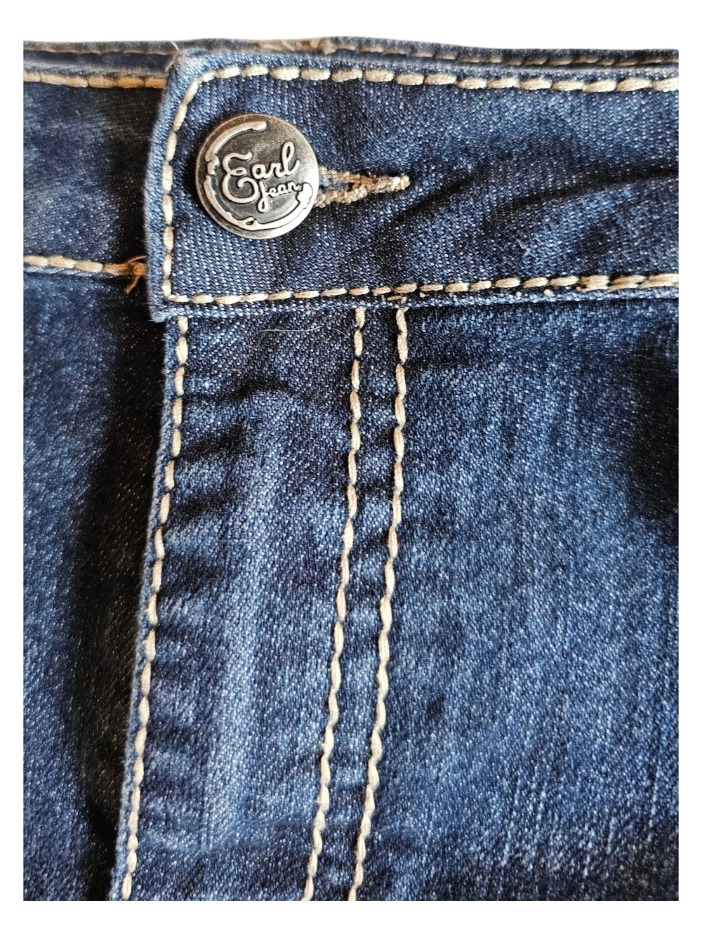 Earl Jeans Y2K Dark Wash Denim Mini Skirt Contrast Stitch Size 14 - Picture 3 of 8